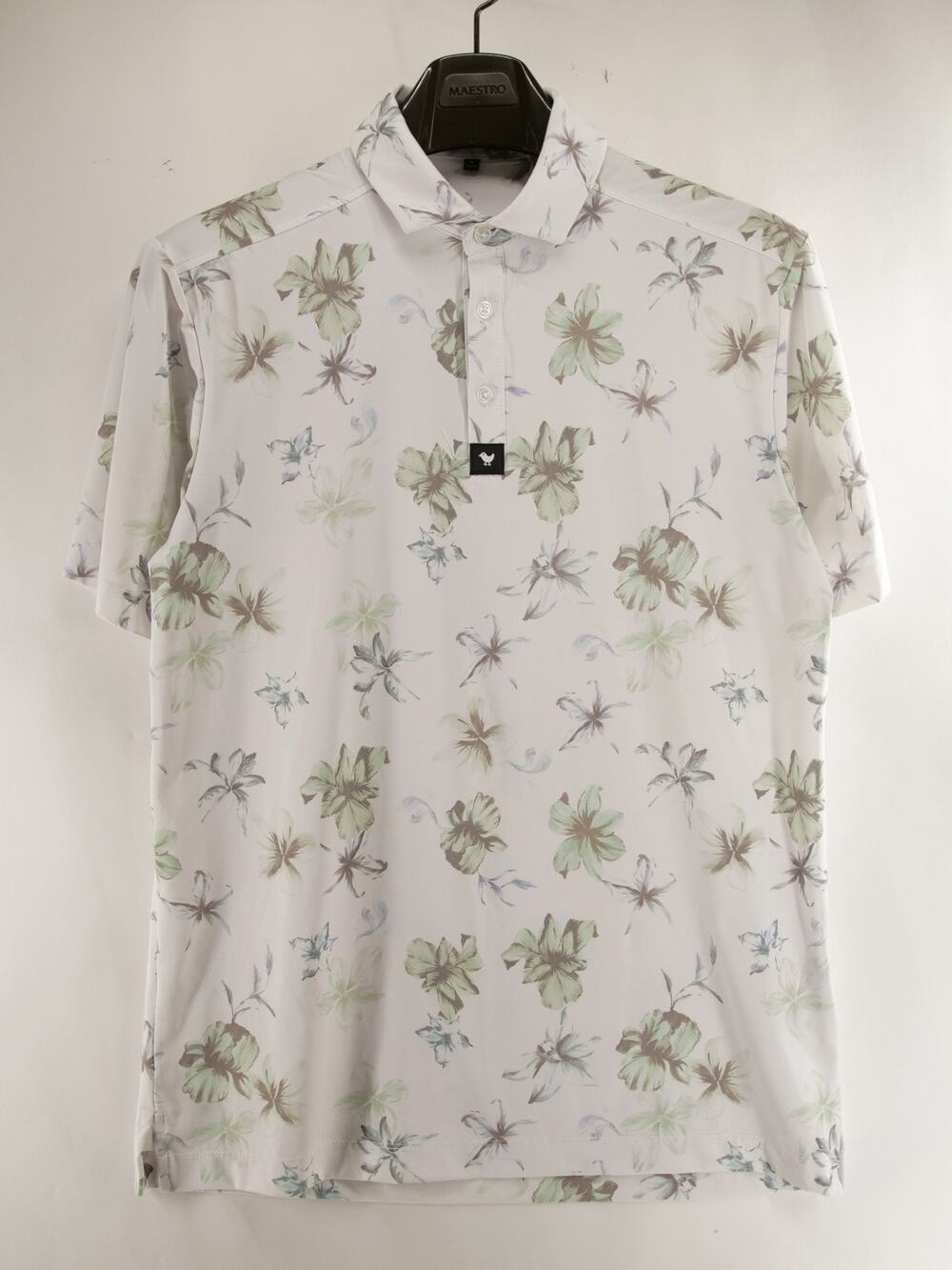 Bad Birdie Mens S Dont Pick The Flowers Performance Golf Polo Shirt White Green